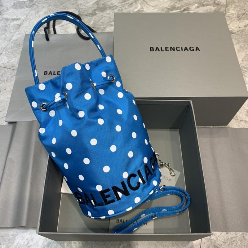 Balenciaga Bags 656683 nylon cloth polka dot blue